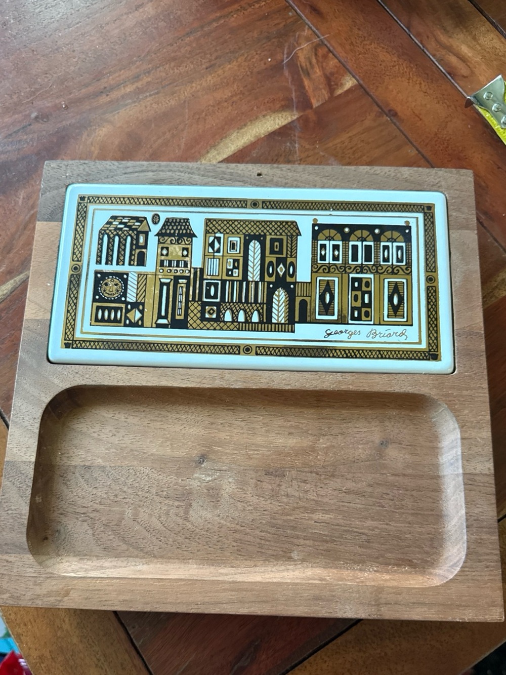 Wonderful Footed Georges Briard Mid-Century Teak Serving Tray Great Design MCM